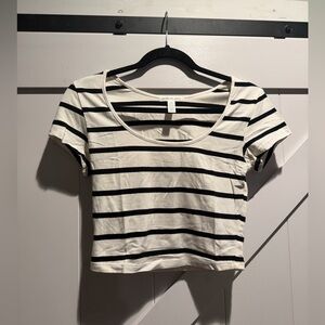 Striped Black and White Cropped Shirt